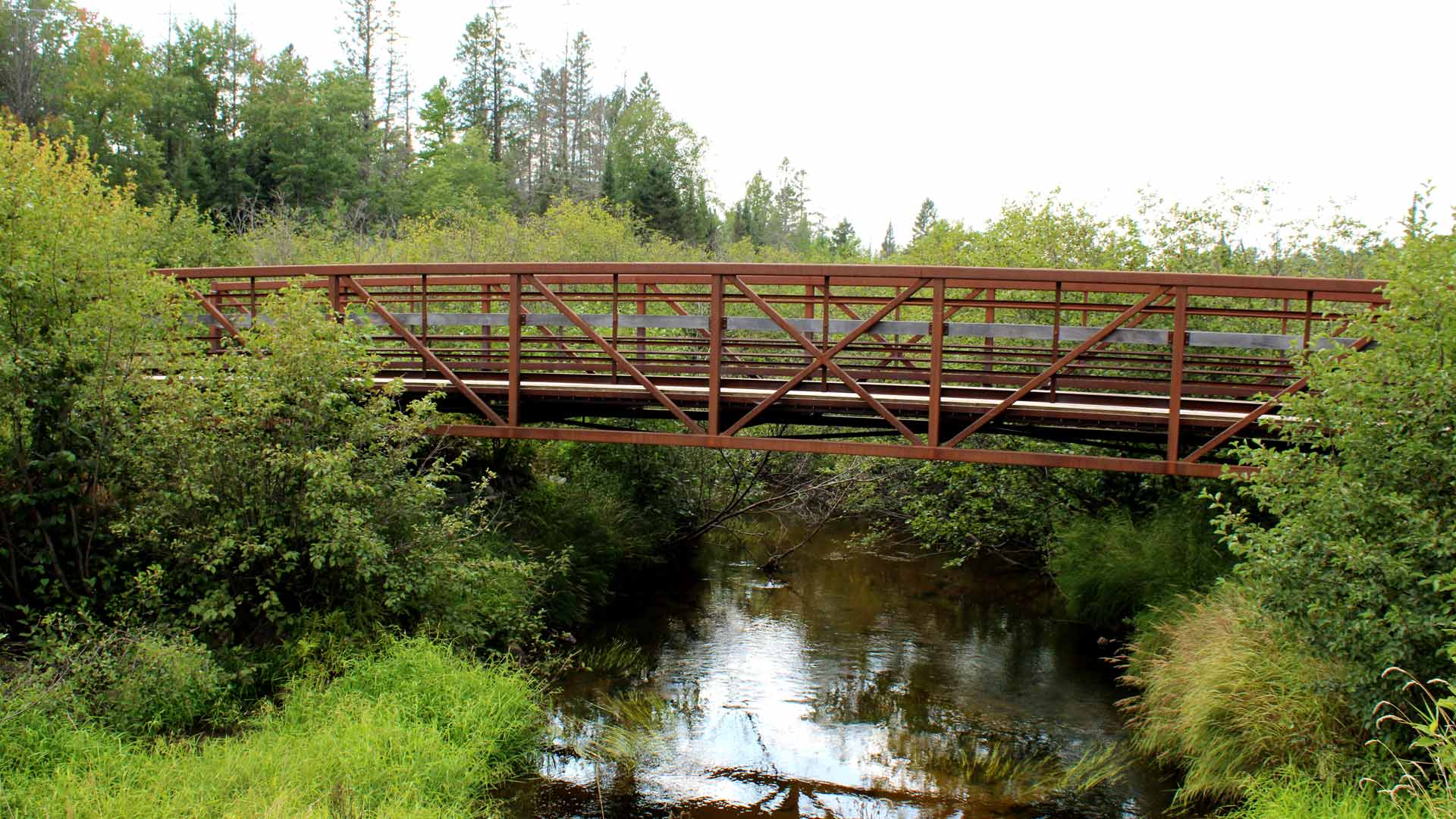 Bridge over a river of Conover-Phelps Trail in Vilas County, Wisconsin