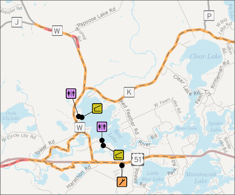 Heart of Vilas County Manitowish Waters trail map