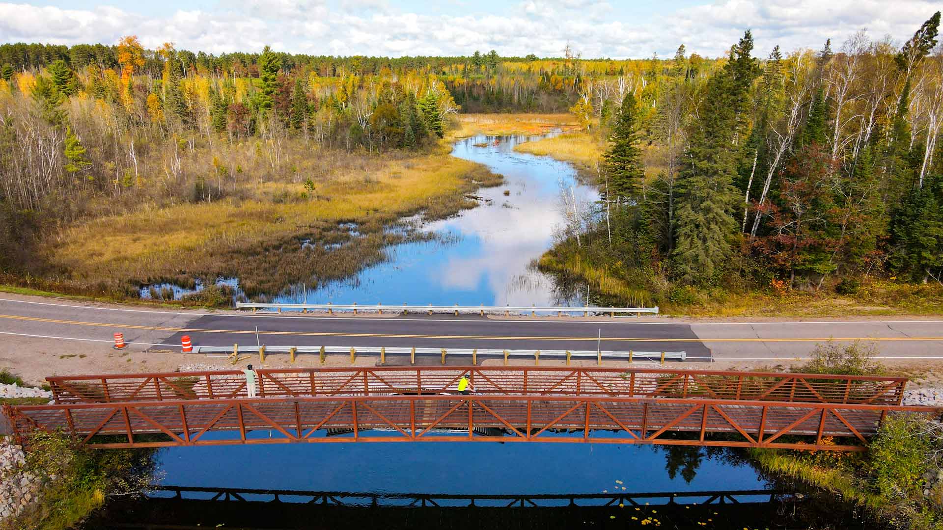 Bridge over a river of Heart of Vilas Trail in Boulder Junction, Wisconsin