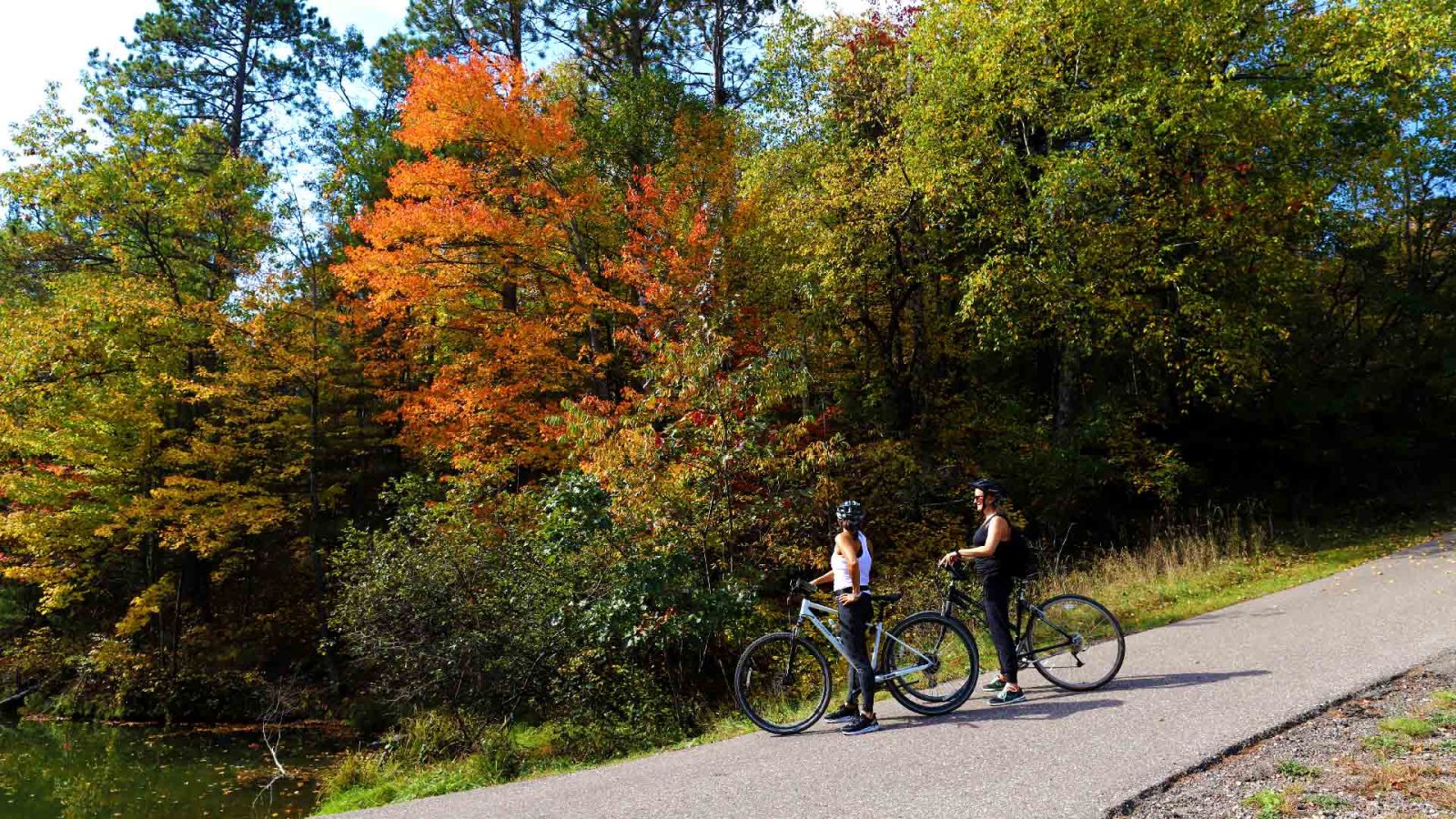 Autumn trail vews from the Heart of Vilas County paved bike trail system in St Germain, Wisconsin.