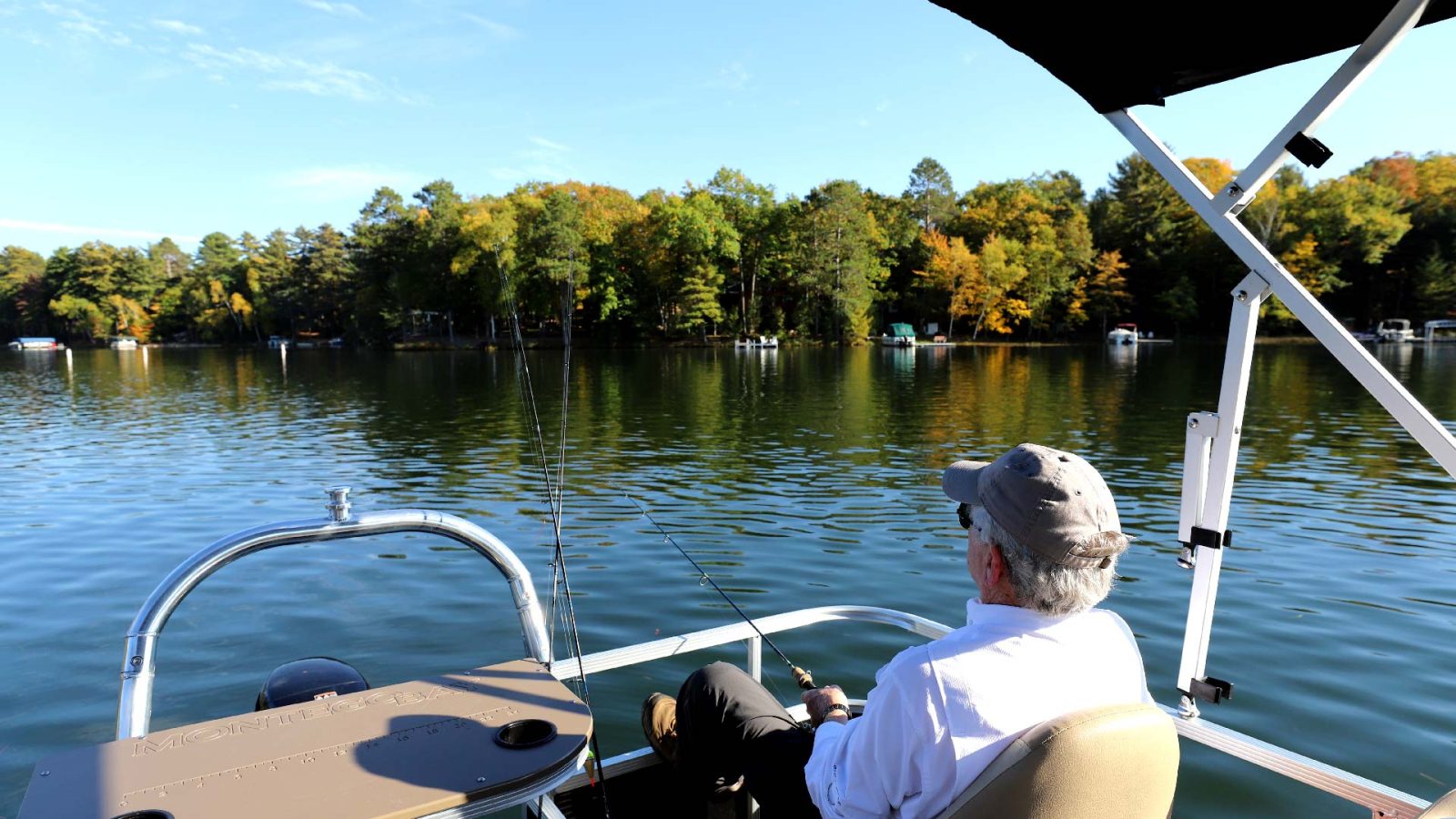 A sunny fall day of boating and fishing on Little St. Germain Lake in Vilas County, Wisconsin.