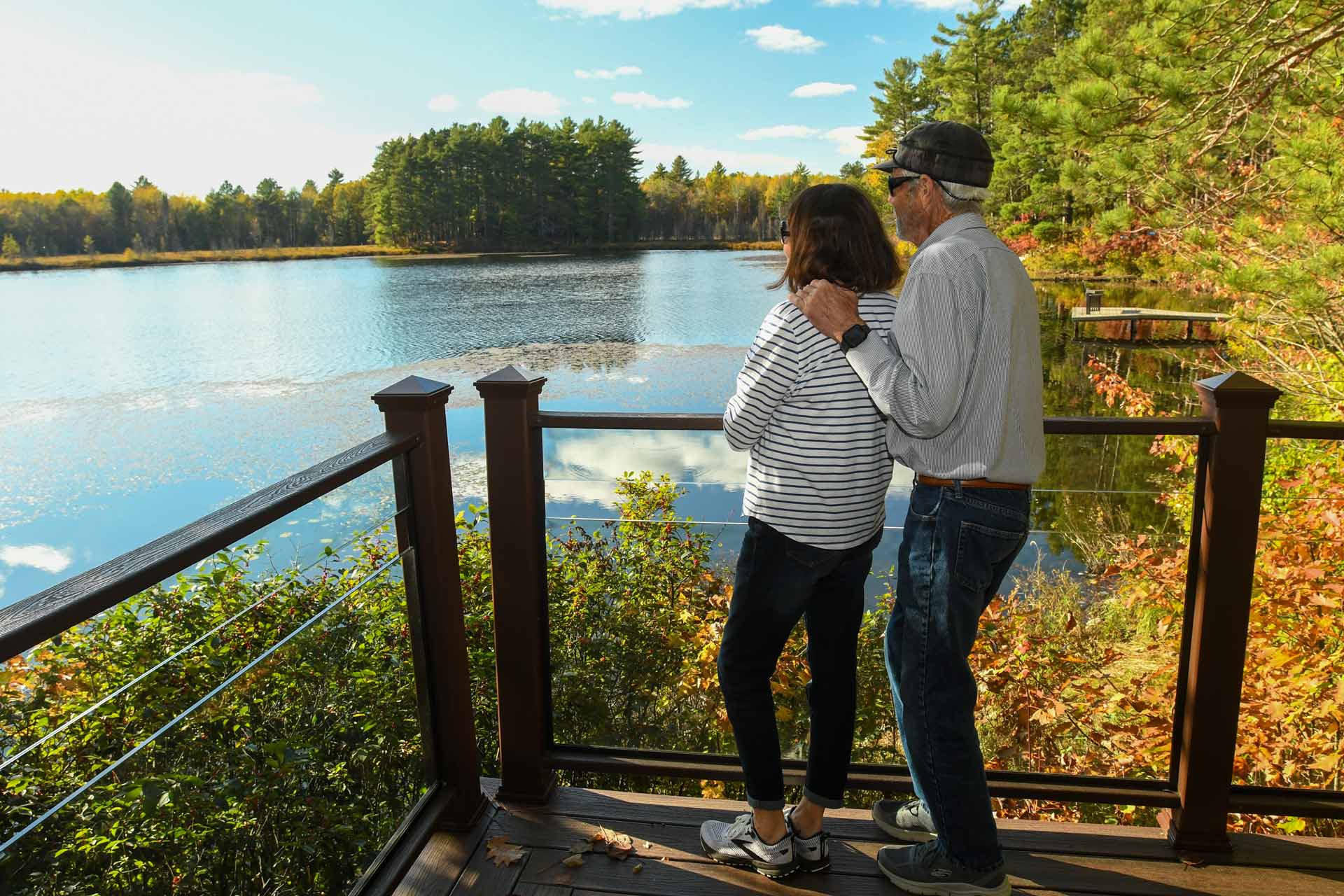 Couple enjoying fall colors at North Lakeland Discovery Center Vilas County WI