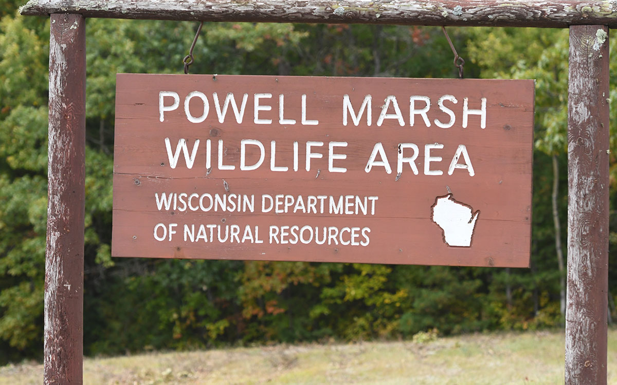 Powell Marsh Wildlife Area sign