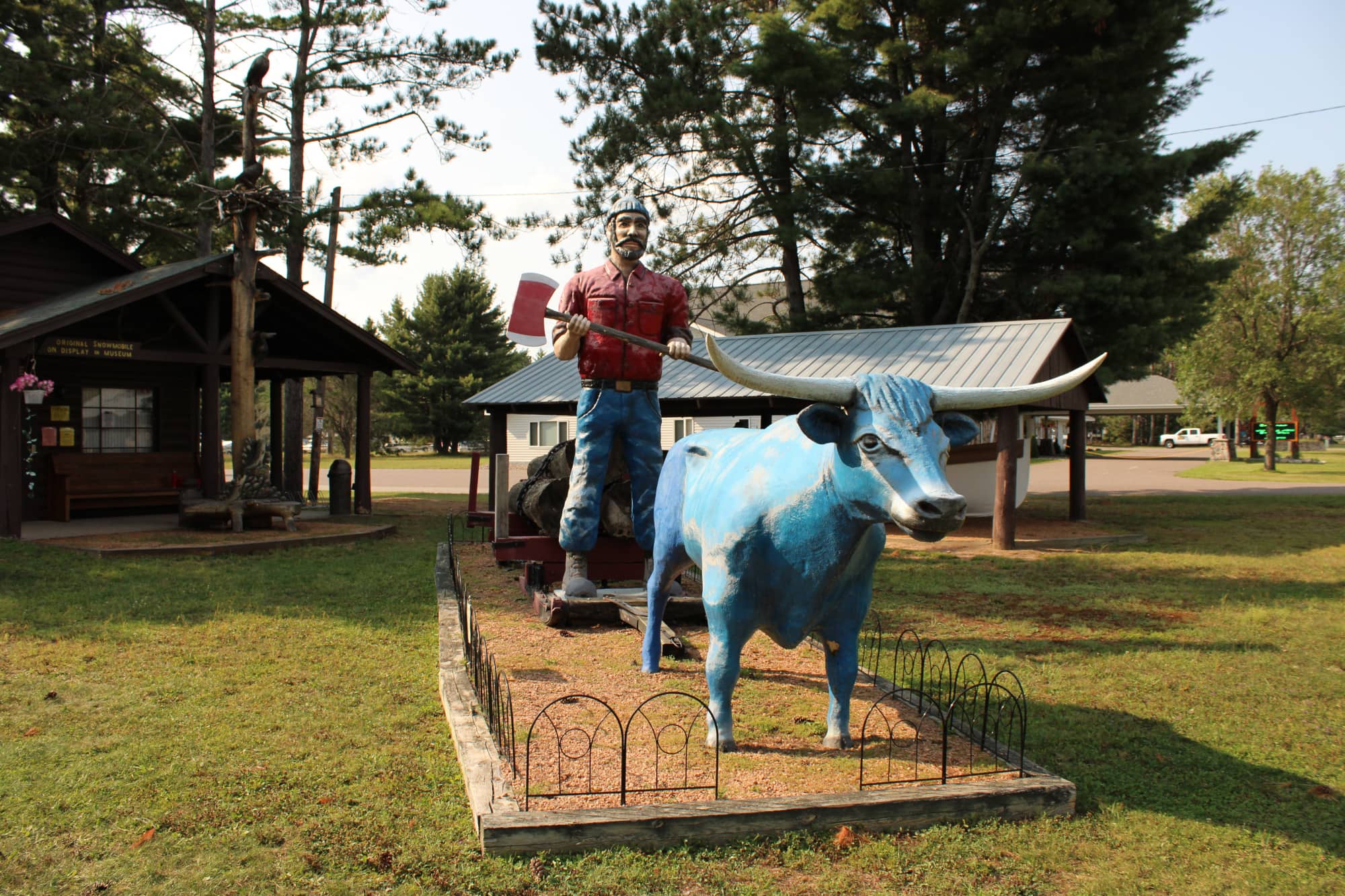 Paul Bunyan and Babe the Blue Ox at Vilas Historical Museum Sayner WI