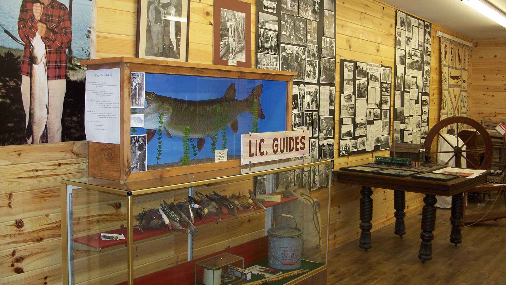 Fishing section on display at Entrance to the Boulder Junction Historical Museum