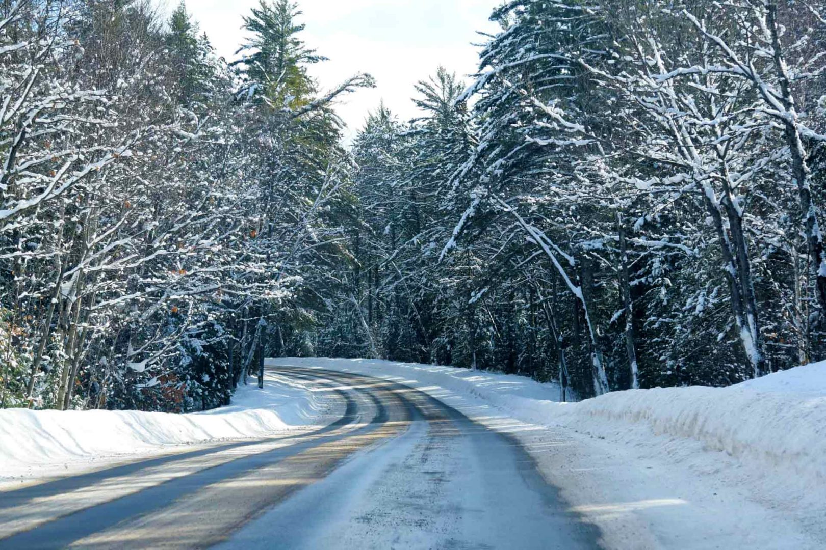 Vilas County highway in winter