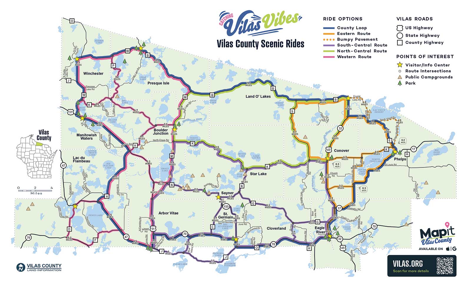 Scenic Rides Map - Vilas County